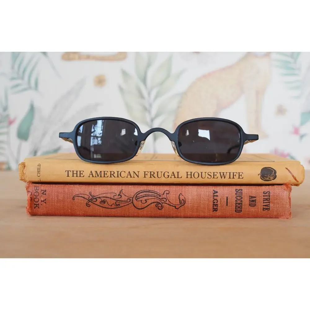 Vintage 1990s Y2K Metal Sunglasses NOS Slim Goth Steampunk Rave Matrix Agent
